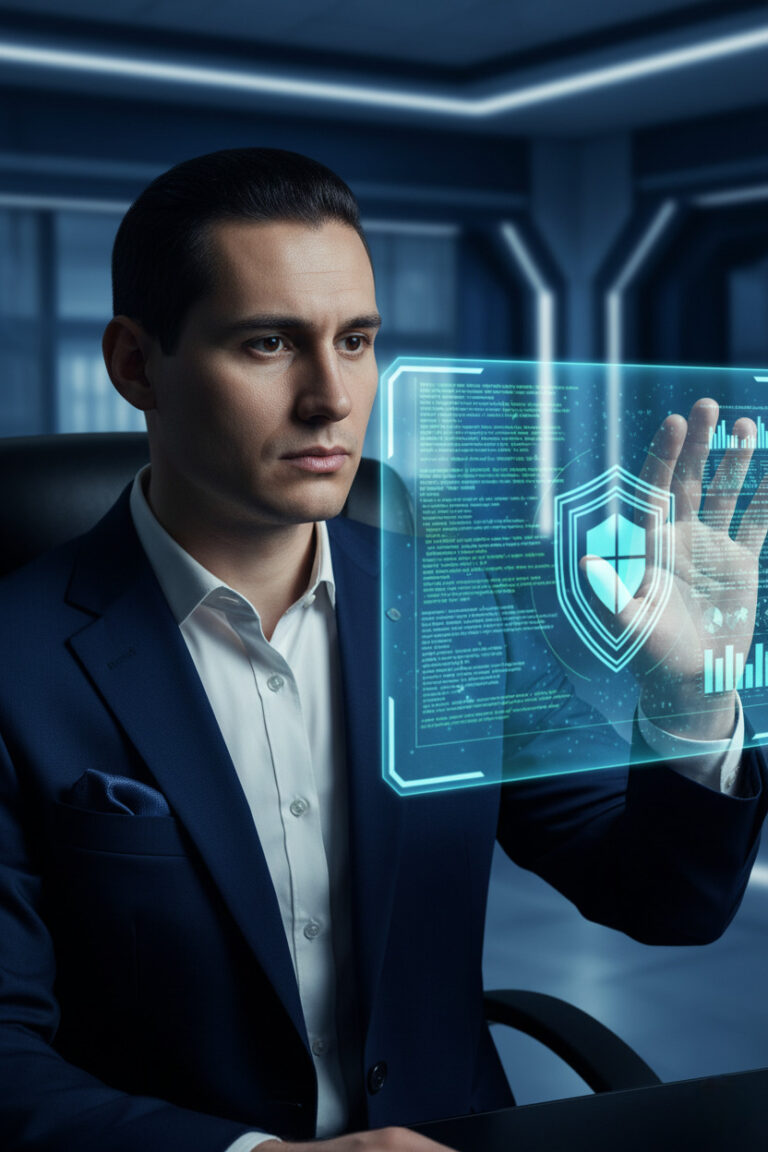 Blindaje reputacional para líderes de élite. Estratega monitoreando seguridad digital y gestión de Wikipedia. Servicio de alto ticket y confidencialidad.